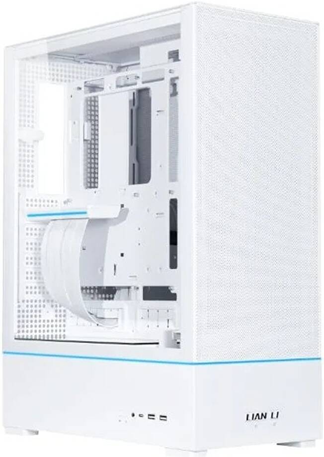 Lian-Li SUP01 Small Tower ATX Case, Stand Up Platform Design, Front GPU Mount, Pre Installed 3 X 120mm PWM & PCIe 4.0 Riser Cables, 3 Side Mesh Panels, Dual ARGB Strip Lights, White | G99.SUP01W.00 - Image 1
