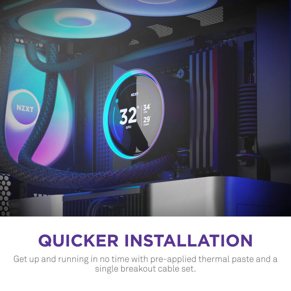 NZXT Kraken Elite 420 RGB, 420mm All-in-One Liquid CPU Cooler with 2.36" Customizable LCD Display, RGB Fans, and CAM Software Integration, Black | RL-KR42E-B2 thumbnail 5