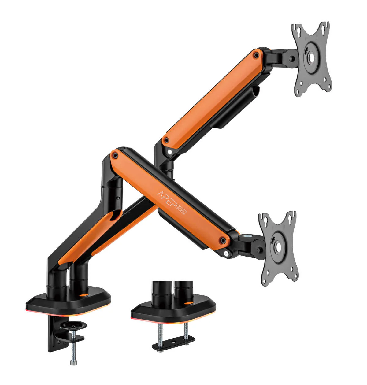SADES APEP SA-MS02 RGB DUAL MONITOR MOUNT ARM (MAX SCREEN SIZE 32"/9KG PER ARM) - ORANGE thumbnail 2