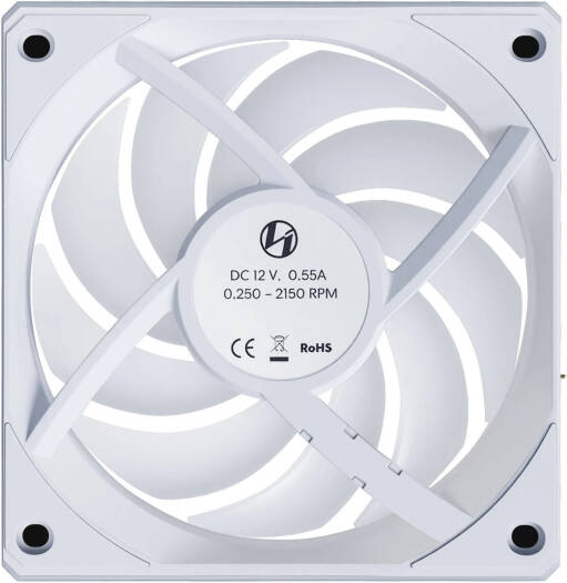 Lian-Li UNI FAN CL Wireless Reverse Case Fan, 120mm Fan Size, 2100 RPM Fan Speed, 72.73 CFM Fan Airflow, FDB Bearing Type, PBT / PC / Aluminum Materials, Single Pack, White | 12RCL1W1W thumbnail 5