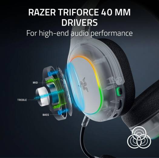 Razer Barracuda X Chroma Gaming Headphones, 40mm Razer TriForce, Detachable Razer HyperClear Cardioid Mic, 7.1 Surround Sound, 6-Zone Earcup Lighting, Phantom White | RZ04-05220400-R3M1 thumbnail 8
