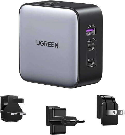 UGREEN Nexode GaN 65W Wall Charger, 65W Max Output, PD 3.0 & QC 4.0 Support, 2x USB-C & 1x USB-A Interface, US / EU / UK Plug, Wide Compatibility | 90409 - Image 1
