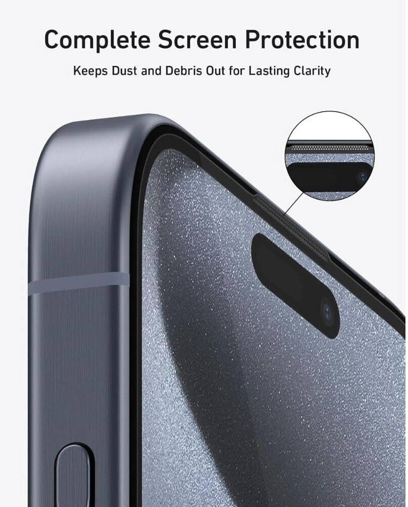 Anker iPhone 16 Pro Screen Protector, 8K Crystal-Clear Clarity, Dual Reinforcement And 9H Hardness, Bubble And Dust Free, HD Glass Material | 16-PRO thumbnail 3