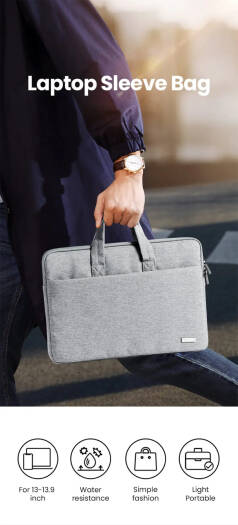 Ugreen LP437 Sleeve Carry Bag For 13-13.9" Inch Laptops, Oxford Fabric, Advanced Protective Design, Three-layered Structure, Enhanced Portability, Grey | 20448 thumbnail 2