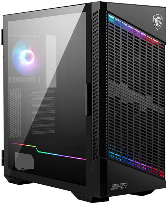 MSI MPG VELOX 100P AIRFLOW Mid-Tower PC Case, Temp Glass Panel, Optimized for Airflow, RGB Mystic Light, Up to 7 Fans, Up to 360mm Radiator Support, Side Ventilation Config, Black | 306-7G18P21-809