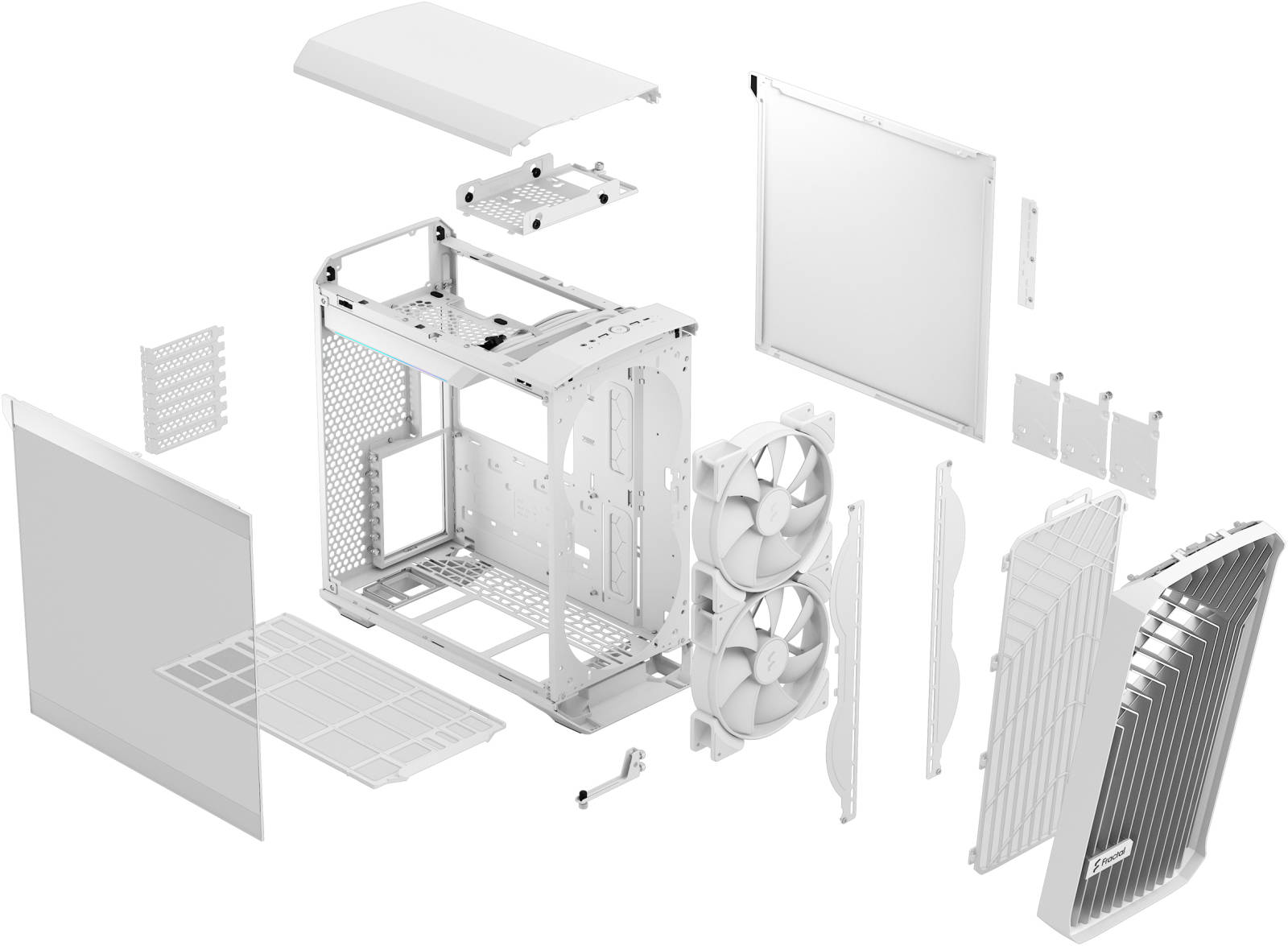 Fractal Design Torrent Mid-Tower Case with Clear Tempered Glass Side Panel and RGB Fans, Up to 360mm Radiator & 6x120mm Fans Support, 3x 2.5" Drive, USB 3.1 C/USB 3.0, White | FD-C-TOR1A-07 thumbnail 7