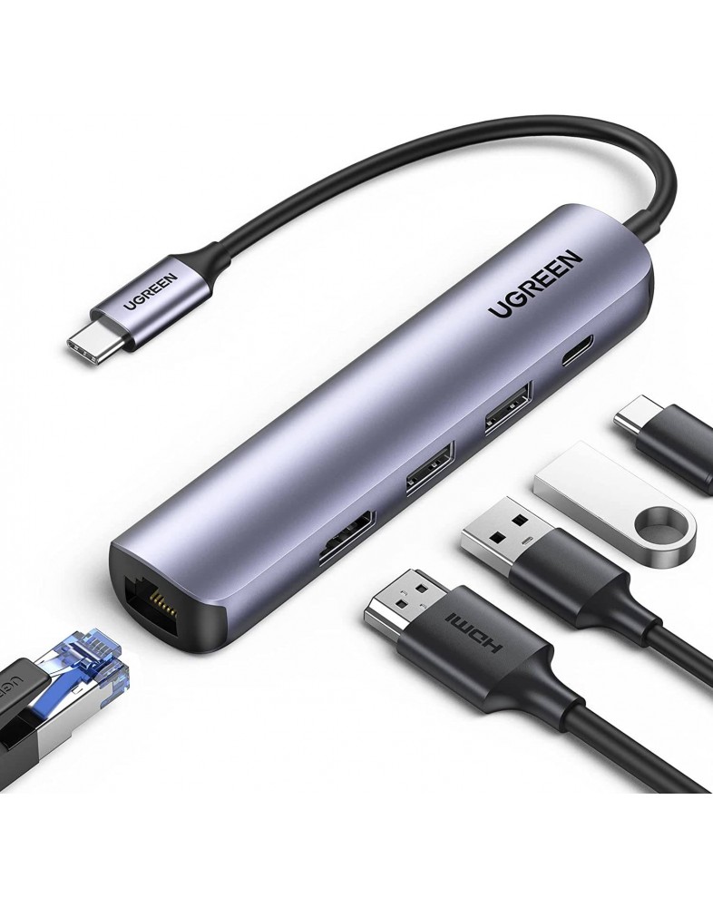 UGREEN USB-C to 2*USB 3.0+HDMI+RJ45 Ethernet Adapter+PD (5 in 1) thumbnail 3