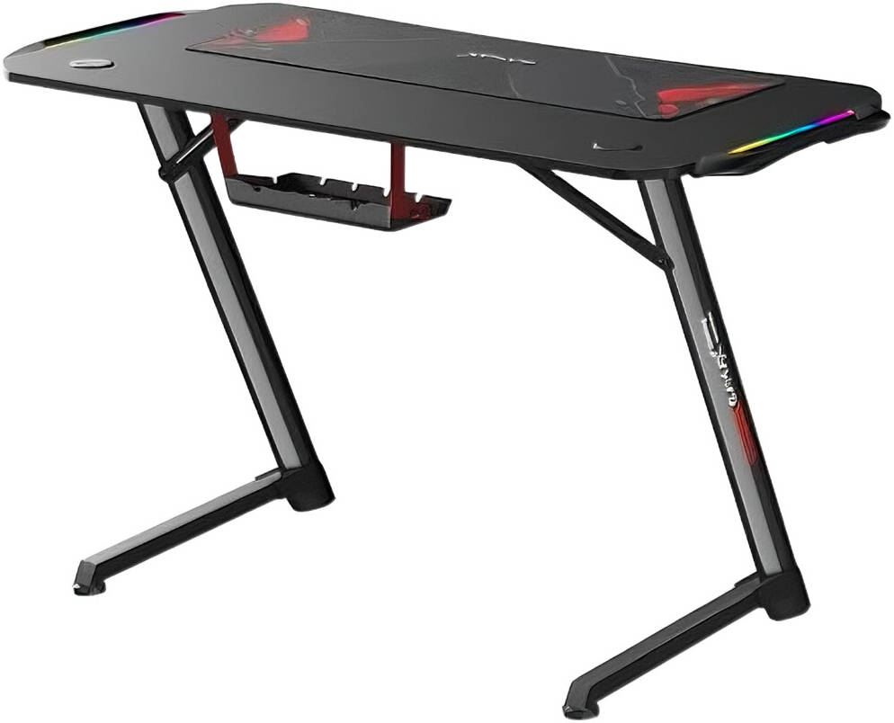 Gamax Z5-1160 Carbon Fiber Gaming Table With RGB Light & MousePad, Headphone Hooks & Cup Holder & Cable Management, P2 Carbon Fiber Grain, 100x60x75cm Size, Black | Z5-1160 thumbnail 4