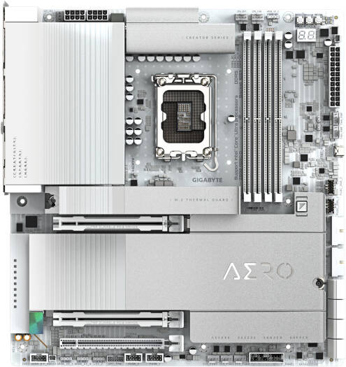 GIGABYTE Z890 Aero D LGA 1851 E-ATX Motherboard, Intel Z890 Chipset, 4x DIMM DDR5 Slots, Up to 256GB Max Memory, 2x PCIe 5.0 x16, 4x M.2 Slots, Intel Wi-Fi 7 & BT 5.4 Connectivity, White | Z890-AERO-D thumbnail 6