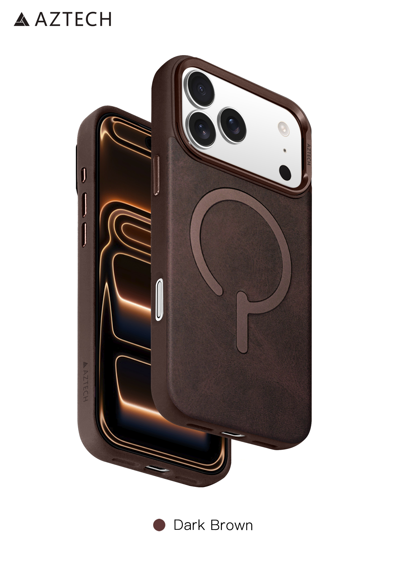 AZTECH Premium Leather Case 17 Pro Dark Brown - Image 1