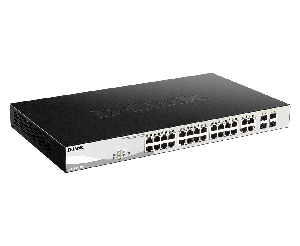 D-Link DGS-1210 28-Port Gigabit Smart Managed PoE Switch With 4 Gigabit GbE/SFP Combo Ports, L2+ Static Routing, 370W PoE Budget, Advanced L2 Switching & Security Features, Black | DGS-1210-28MP thumbnail 2