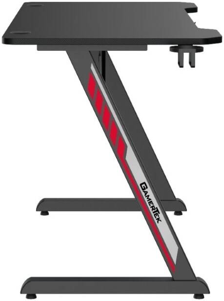 GamerTek Z Desk, 120x60cm, Desk Stabilizers, Integrated Headset Holder & Cup Holder, Gaming Desk For Streaming, Workstation Setups, High Quality, Minimal Modern Design, Black | Z Desk thumbnail 4