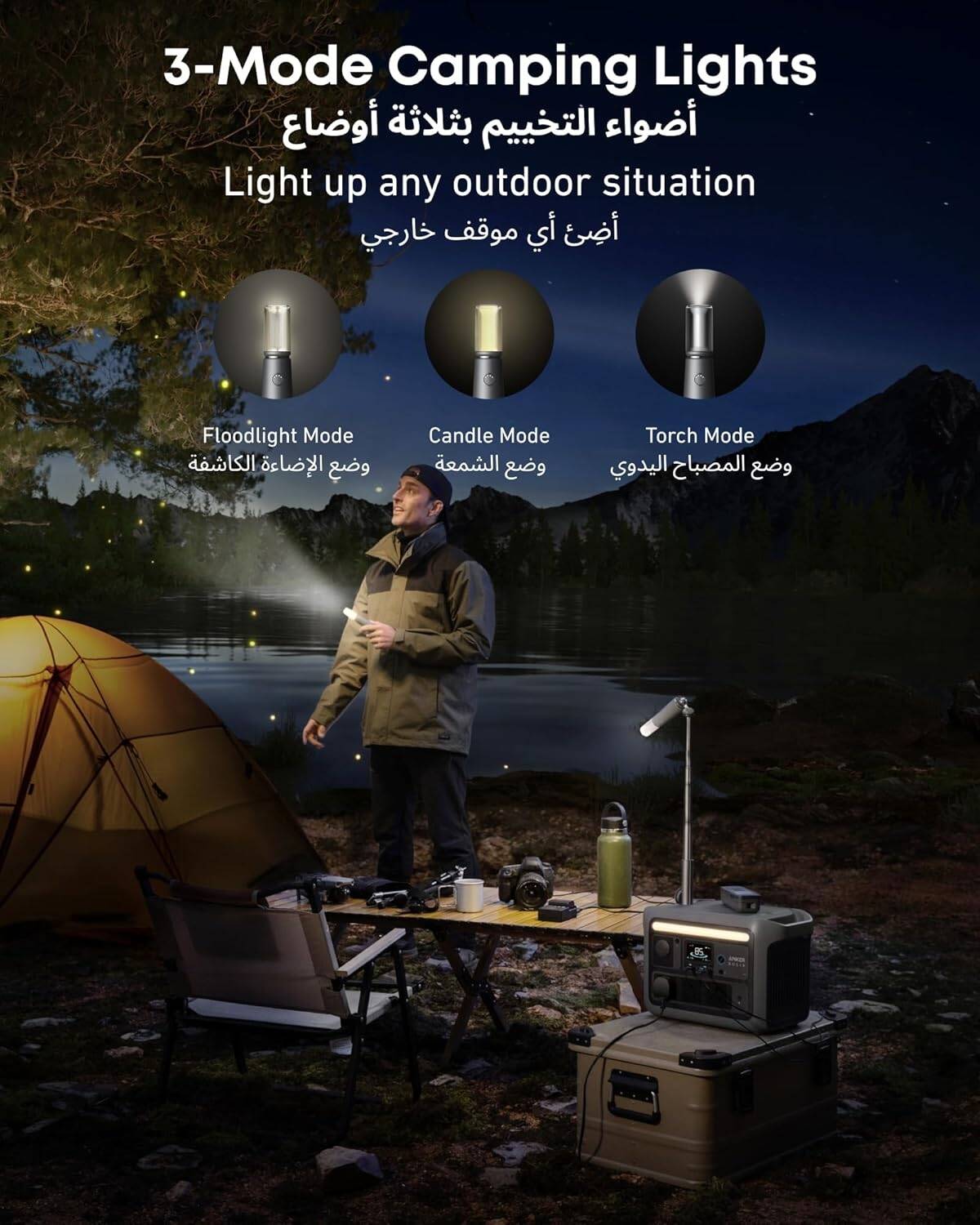 Anker SOLIX C800 Plus Portable Power Station, 1200W (Peak 1600W) Solar Generator with Camping Lights, 768Wh LiFePO4 Battery, Solar Panel Not Included, Power Outages | A17542Z1 thumbnail 4