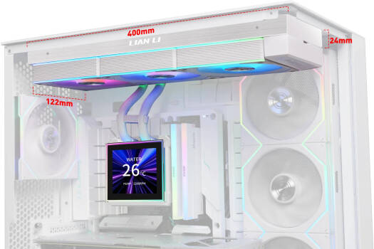 Lian-Li HydroShift II LCD-S 360CL Liquid CPU Cooler, Pre-Installed UNI FAN CL Wireless Fans, 360mm Radiator, 3.4" IPS 60Hz LCD Screen, 3200 RPM Pump Speed, White | GHS2LCDS36CW thumbnail 5