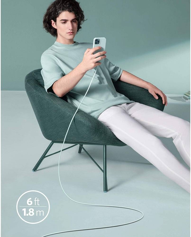 Anker PowerLine III Flow USB-C Lightning Connector 6ft, MFi certified, Tangle-Free, Triple-Layered System, Green | 194644047795 thumbnail 4