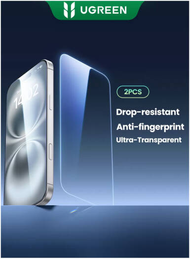 UGREEN 2Pack iPhone 15 Screen Protector. 6.1" HD Clear, Easy Installation Frame, Military-Grade Protection, Scratch Resistant, Anti-Fingerprint, Bubble Free, 9H Tempered Glass, Clear | iPhone 15 thumbnail 3