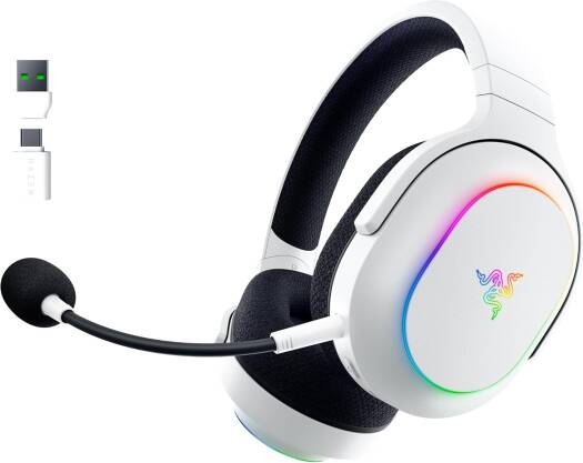Razer Barracuda X Chroma Gaming Headphones, 40mm Razer TriForce, Detachable Razer HyperClear Cardioid Mic, 7.1 Surround Sound, 6-Zone Earcup Lighting, White | RZ04-05220200-R3M1 - Image 1