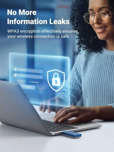 UGREEN USB WiFi 6 Adapter, AX1800, 1800Mbps Speed For PC Laptop, 5G, 2.4G Dual Band WiFi Dongle, USB 3.0, Bulit-in Driver For Windows | 90340 thumbnail 5