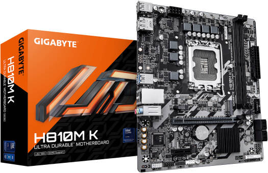 GIGABYTE H810M K LGA 1851 M-ATX Intel Motherboard, Intel H810 Chipset, 2x DDR5 DIMM Slots, Up to 128GB Max Memory, 1x PCIe 4.0 x16 Slot, 1x PCIe 4.0 M.2 Slot | H810M-K - Image 1