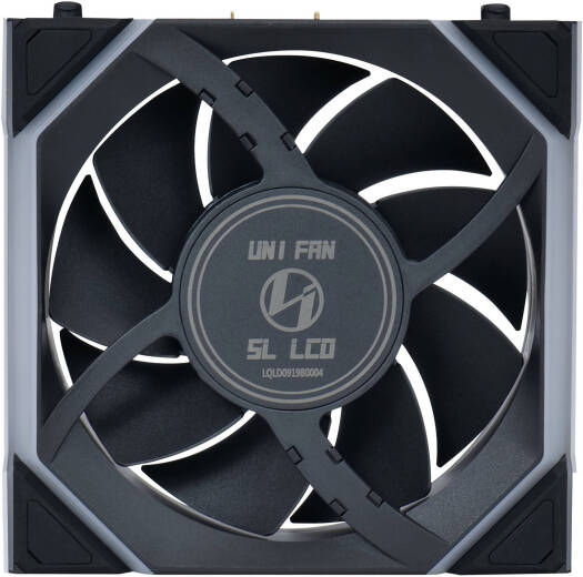 Lian-Li UNI FAN SL Wireless LCD Case Fan, 120mm Fan Size, 1900 RPM Fan Speed, 58.08 CFM Fan Airflow, Fluid Dynamic Bearing Type, Single Pack, Black | 12SLLCD1W1B thumbnail 2