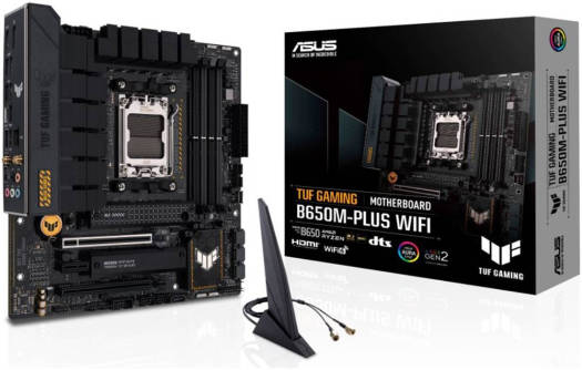 ASUS TUF Gaming B650M-Plus Wifi DDR5 Micro ATX Motherboard, AMD Socket AM5, B650 Chipset, 2.5Gb Ethernet, Bluetooth, WiFi 6E 5GHz, Max 128GB 4xDIMM Memory, PCIe 4.0x16, 2xM.2 Slot | 90MB1BF0-M0EAY0 - Image 1