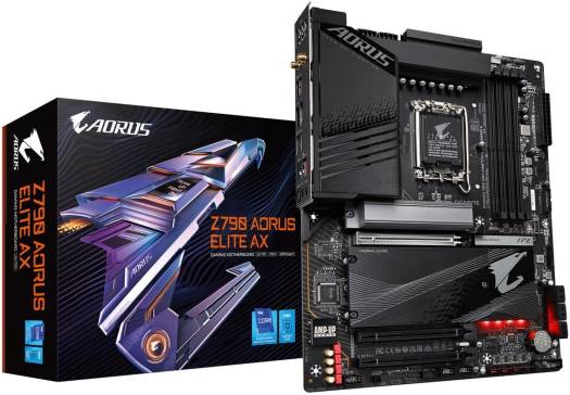 Gigabyte Z790 Aorus Elite AX Rev1 ATX DDR5 Motherboard, LGA1700 Socket, Z790 Chipset, Realtek 2.5GbE LAN, Wi-Fi 6E, Bluetooth, PCIE x16 Slot, M.2 Connector, Q-Flash Plus | Z790-AORUS-ELITE-AX - Image 1