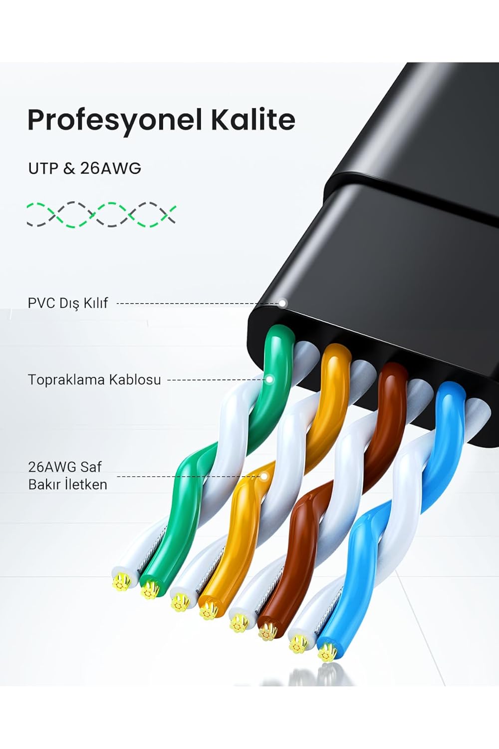 UGREEN CAT6 U/UTP LAN FLAT CABLE 2M BLACK thumbnail 4