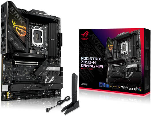 ASUS ROG Strix Z890-H Gaming WiFi LGA 1851 ATX Motherboard, Intel Z890 Chipset, 4x DDR5 DIMM Slots, Up to 256GB Max Memory, Wi-Fi 7 & BT 5.4, 1x PCIe 5.0 x16 slot, 4x M.2 slots | 90MB1K20-M0EAY0 - Image 1