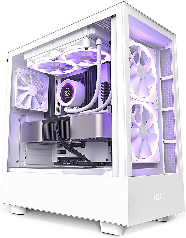 NZXT H5 Elite ATX Mid Tower Case, Up to 240mm Radiator, 6x 120mm Fan Support, Tempered Glass Front Panel & Built-in RGB, Intuitive Cable Management, 2.5”/3.5” Drive Bays, White | CC-H51EW-01 - Image 1