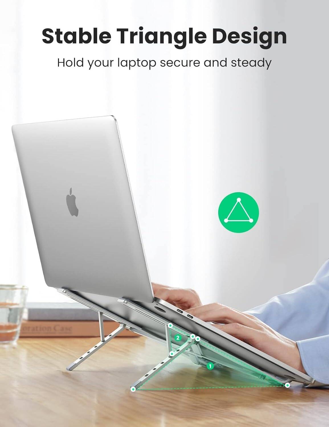 UGREEN Laptop Stand Aluminum Alloy Adjustable Laptop Stand Ergonomic Laptop Stand Portable Foldable Laptop Stand Laptop Holder Compatible with MacBook Pro / Air, Chromebook Matebook, Silver thumbnail 2