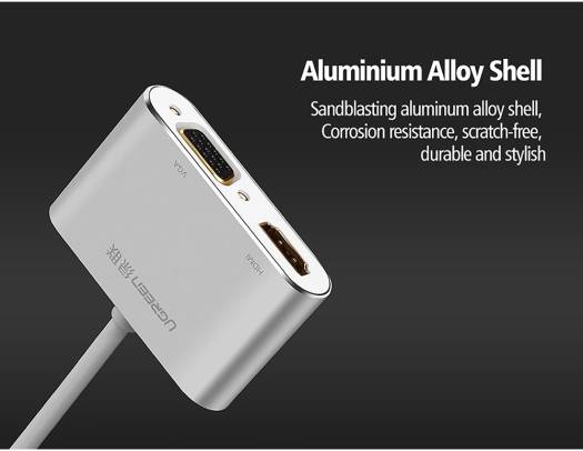 Ugreen MD115, Mini DP to HDMI + VGA Converter, Aluminum Case, Support 4K 30Hz, 1080P 60Hz VGA, Silver | 20421 thumbnail 5