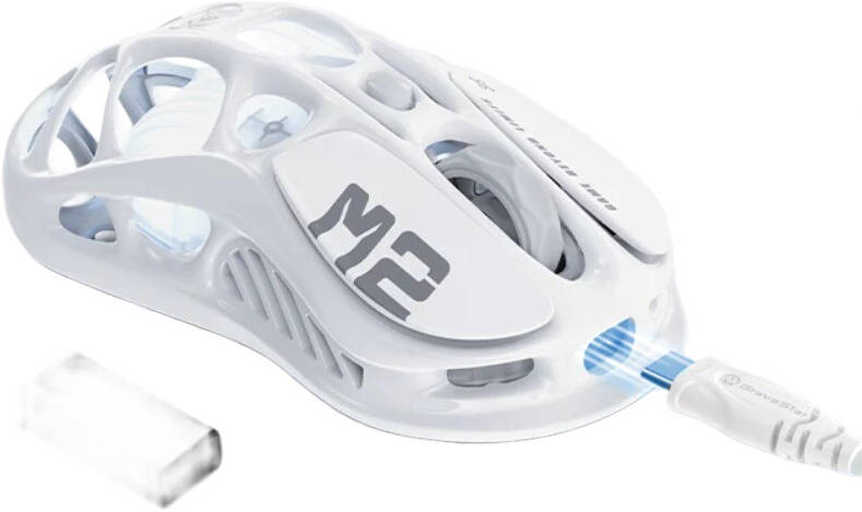 GravaStar Mercury M2 Wireless Gaming Mouse, Lightweight Magnesium Alloy, 26,000 DPI, PAW3395DM Sensor, 5 Programmable Buttons, 650 IPS acceleration, Opaline White | M2 thumbnail 4