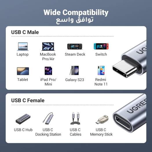 UGREEN USB C Extension Cable Braided Type C Extension Cable, 10Gbps Date Tranfer, USB C 3.2 Gen2, Compatible for iPhone 15 Pro Max, Samsung S24 Ultra, Macbook, Nintendo Switch, Hub - 1M | 30205 thumbnail 4