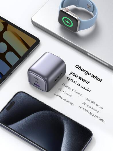 UGREEN Nexode 65W Wall Charger, Advanced GaN II Technology, 65W Max Power Output, 2x USB-C & 1x USB-A Interface, ThermalGuard Protection, UK Plug, Wide Compatibility | 90663 thumbnail 2