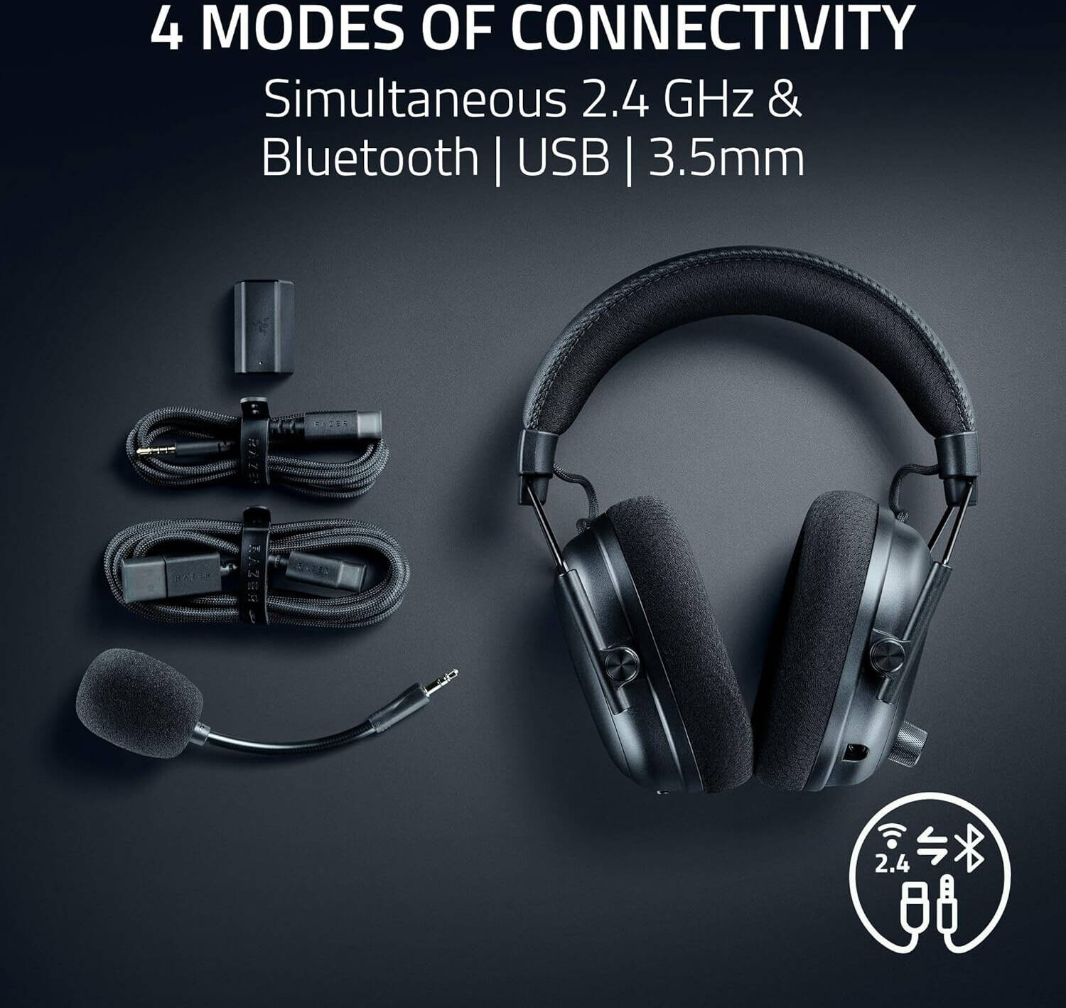 Razer BlackShark V3 Pro Gaming Headset, HyperSpeed Wireless Gen 2, Hybrid Active Noise Cancellation, Detachable Razer HyperClear Full Band 12mm Mic, PlayStation, Black | RZ04-05400500-R3UA thumbnail 5