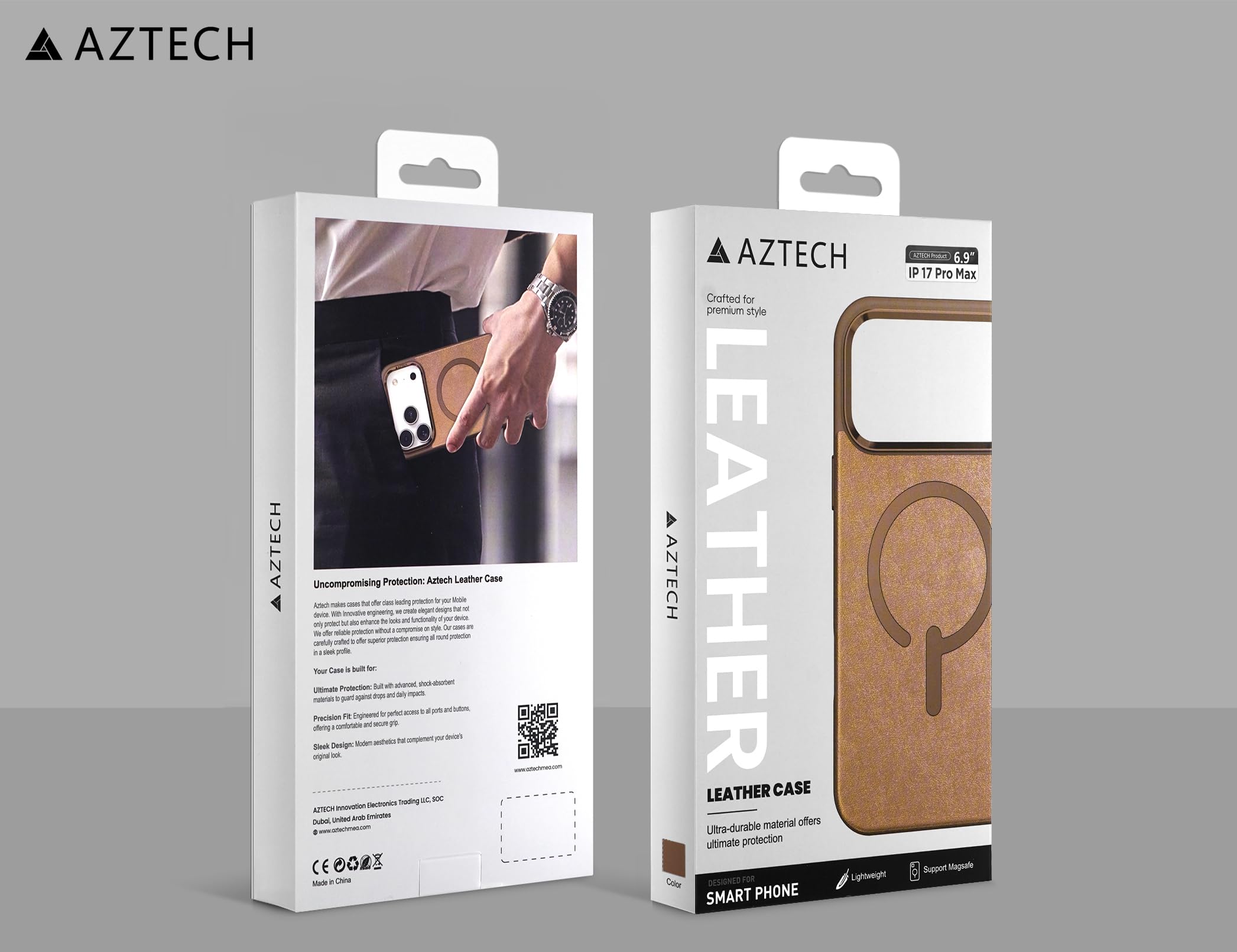 AZTECH Premium Leather Case 17 Pro Max Gray Titanium thumbnail 5