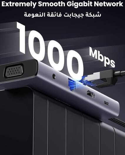 UGREEN 10 in 1 USB C Hub, Up to 4K @ 30Hz Display, 1Gbps Ethernet Speed, 100W Passthrough, 5Gbps Data Transfer Rate, 3.5mm Audio, RJ45 Ethernet, HDMI, USB-C, 3x USB-A, SD/TF Card Slot, VGA | 15601 thumbnail 4