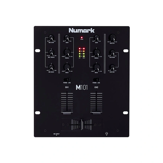 Numark M101USB 2 Channel USB DJ Mixer with Phono/Line Inputs, 2 Band EQ, Mic Input & Record Playback Interface, Black | M101USBBLACK - Image 1