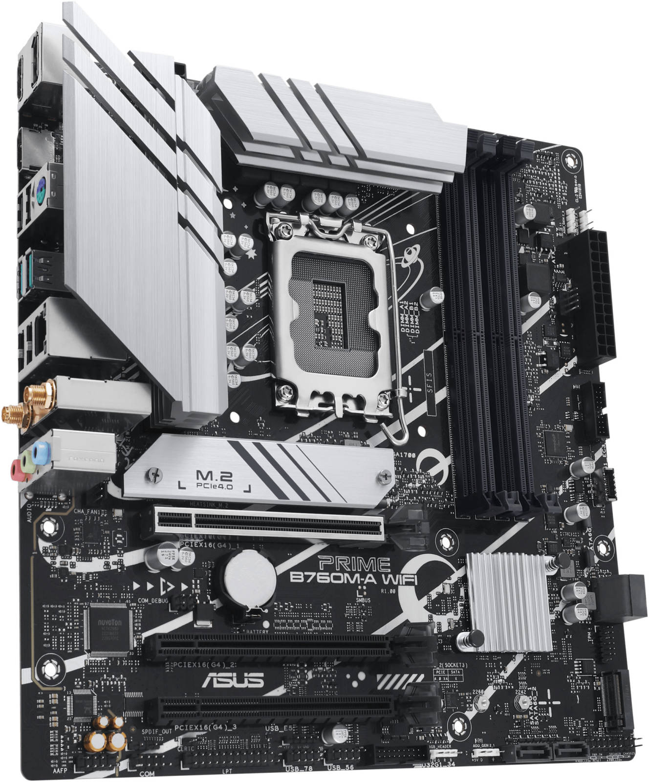 ASUS PRIME B760M-A WIFI LGA1700 mATX Motherboard, Intel B760 Chipset, 4x DDR5 DIMM, Support up to 128GB Memory, Wi-Fi 6 / 2.5Gb ETH / PCIe 4.0, USB 2.0 / 3.2 Type-C, 2*M.2, HDMI/DP | 90MB1EL0-M1EAY0 thumbnail 6