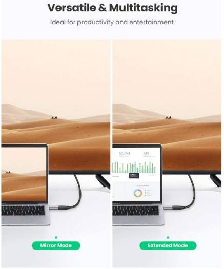 Ugreen USB-C to HDMI 2.0 Adapter, 4K 60Hz Resolution, Compatible with MacBook Pro / MacBook Air / iPad Pro / Pixel Book, Aluminum + TPE Material, Space Gray | 70450 thumbnail 3