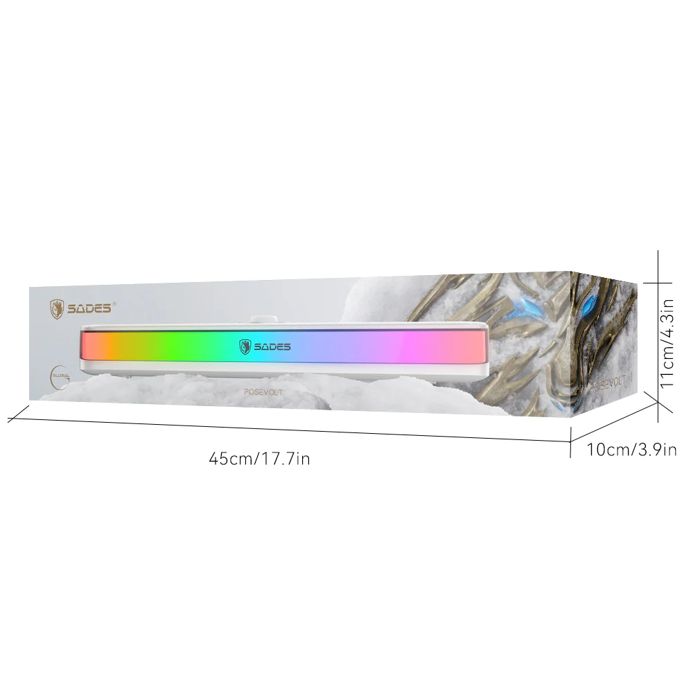 SADES POSEVOLT SA-SP01-W COMPACT DESKTOP SOUNDBAR - WHITE thumbnail 4