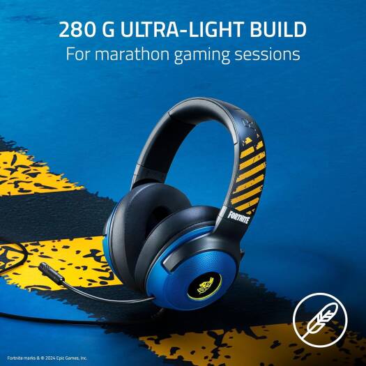 Razer Kraken V3 X Wired USB Gaming Headset - Fortnite Edition, 40mm TriForce Drivers, Chroma RGB Lighting, HyperClear Cardioid Mic, 7.1 Surround Sound, 285g Lightweight, Blue | RZ04-03750500-R3M1 thumbnail 8