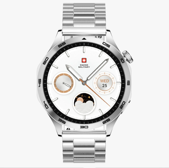 SWISS MILITARY SWISS INTL SILVERFRAME SILVER METAL STRAP SMARTWATCH thumbnail 2
