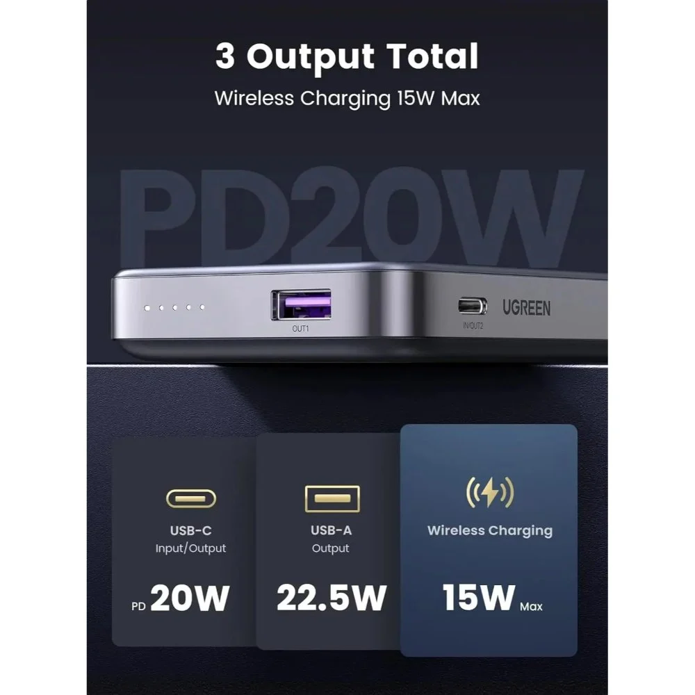 UGREEN POWERBANK 10000 MAH PD 20W BLACK thumbnail 4