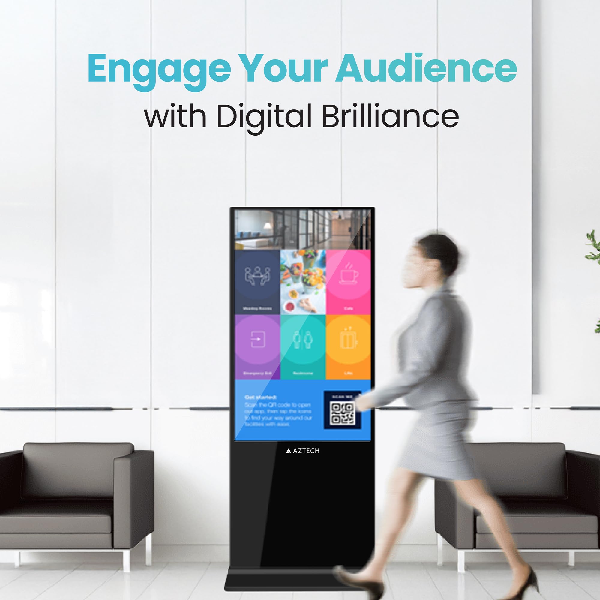 AZTECH Digital Signage Display, 55" D-LED Touch Display, 4K UHD Resolution, 60Hz Refresh Rate, 8ms Response Time, 4GB RAM + 64GB ROM, 16.7m Color Display, Black | AZ-FDS-55T thumbnail 3