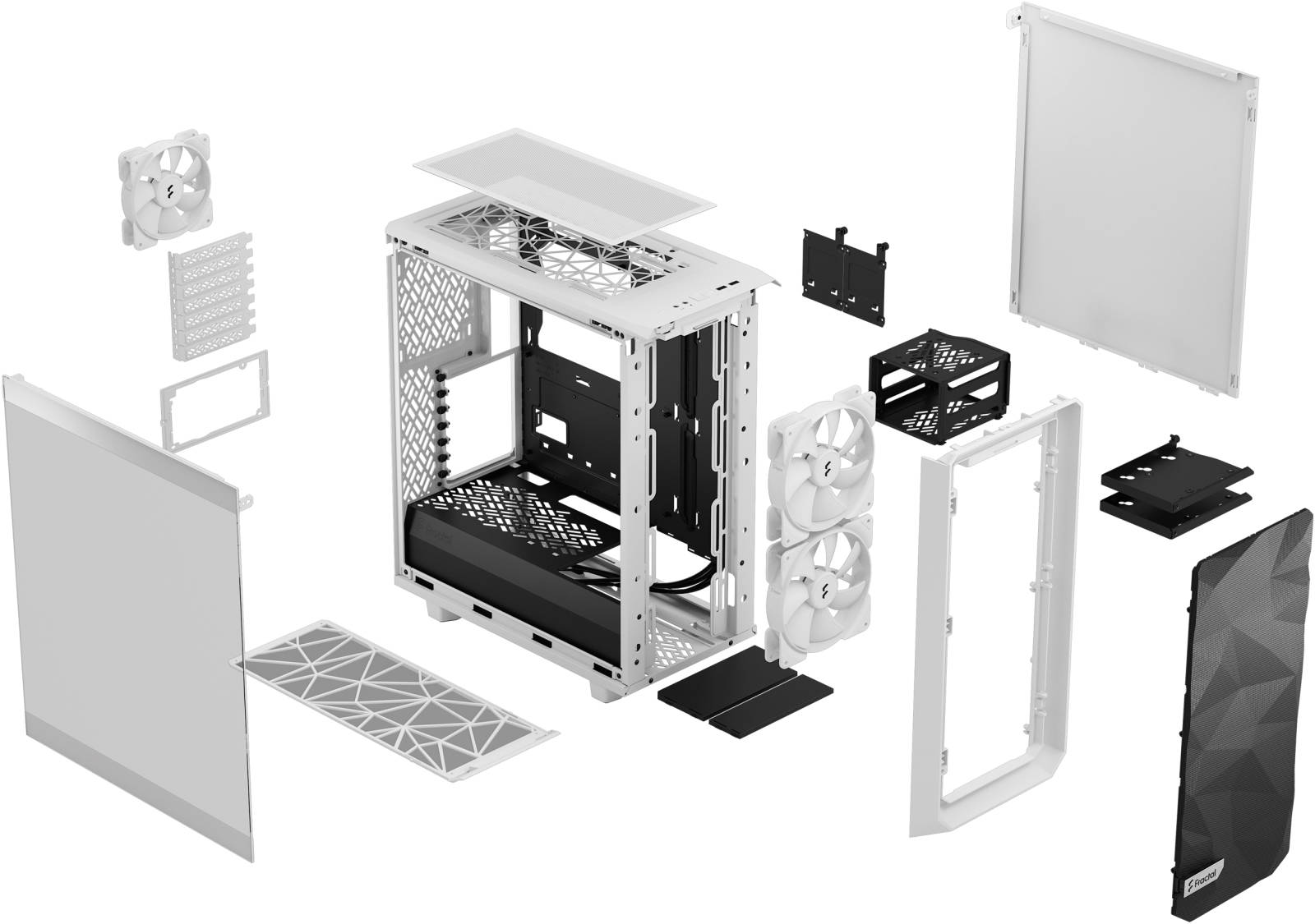 Fractal Design Meshify 2 Compact Lite ATX Mid Tower PC Case, Angular Mesh Design, Clear Tint Temp Glass Side Panel, Up to 360mm Radiator & 7x 120mm Fans, USB Type-C, White | FD-C-MEL2C-04 thumbnail 9
