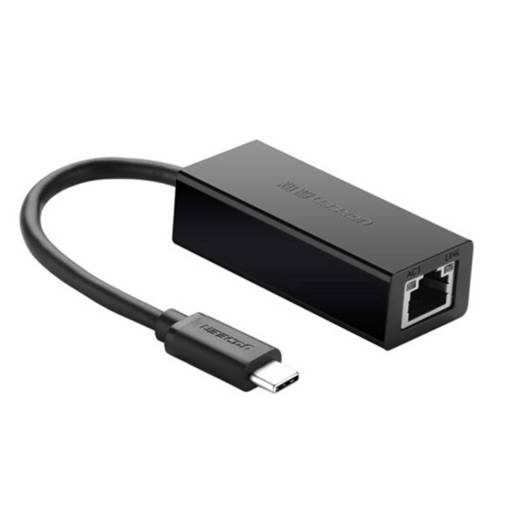 Ugreen USB 2.0 Type-C to 10/100/1000Mbps Ethernet Adapter, Black | 30287 - Image 1