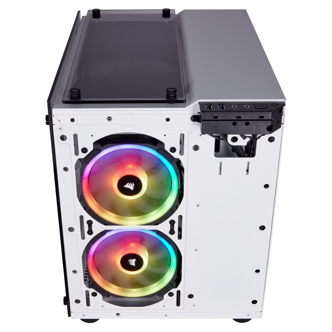 Corsair 280X Crystal RGB Tempered Glass Micro ATX PC Case, Steel+Plastic+Tempered Glass Materials, Up to 240mm Radiator, Up to 6x Fans, White | CC-9011137-WW thumbnail 10