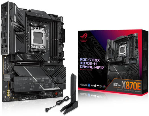 ASUS ROG STRIX X870E-H GAMING WIFI 7 ATX Motherboard, AMD X870E Chipset, 4x DDR5 DIMM Slots, 256GB Max Memory, 1x PCIe 5.0 x16 Slots, 4 x M.2 Slots | 90MB1M90-M0EAY0 - Image 1
