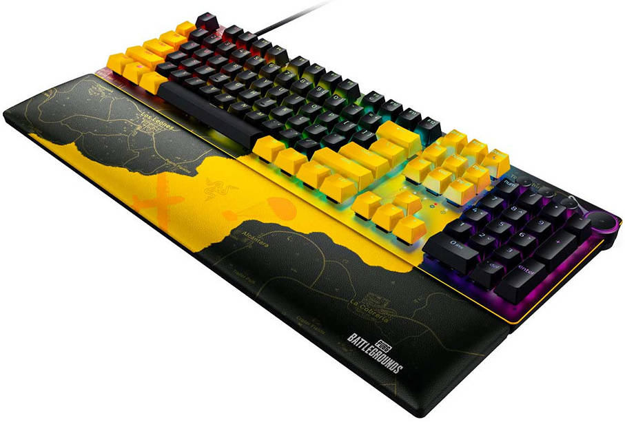 Razer Huntsman V2 Optical Gaming Keyboard PUBG Battleground Edition, Fastest Clicky Optical Red Switches w/ Quick Keystrokes, 8000Hz Polling, Media Keys & Dial, US-Layout, Black | RZ03-03932300-R3M1 thumbnail 4